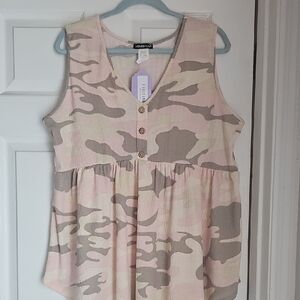 HEIMISH USA Pink and Tan Camo Tank Top